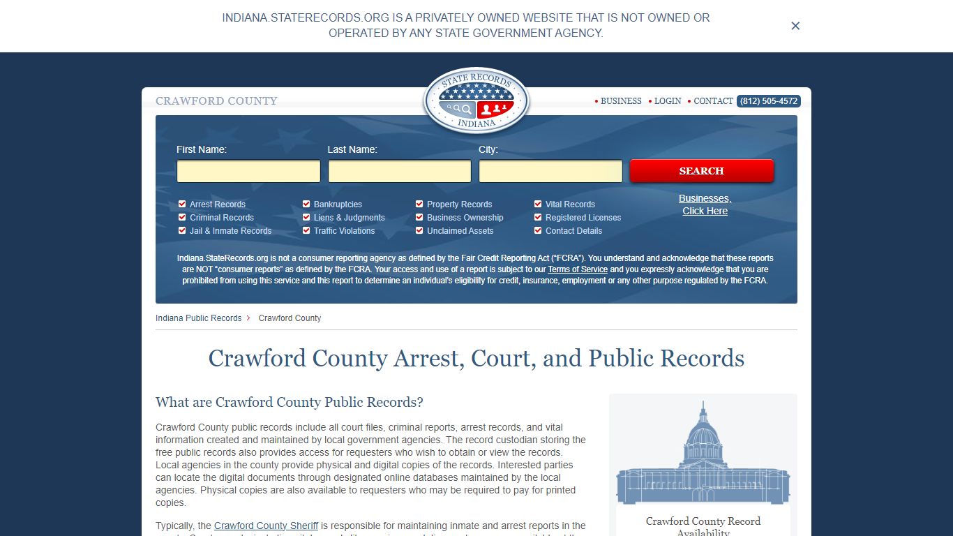 Crawford County Arrest, Court, and Public Records